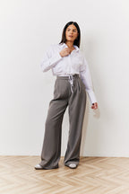 Grey Waistband Detail Tailored Trouser