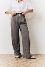 Grey Waistband Detail Tailored Trouser