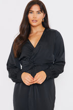Satin Twist Waist Midi Dress