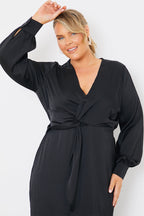Satin Twist Waist Midi Dress