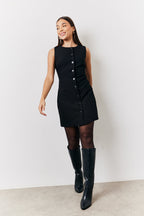 Black Tailored Button Through Mini Dress