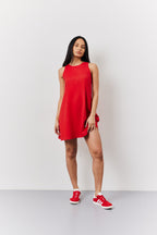 Red Linen A-Line Mini Dress