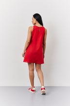 Red Linen A-Line Mini Dress