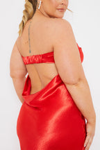 Liquid Satin Bandeau Cut Out Back Maxi Dress