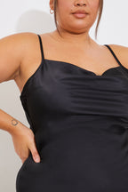 Satin Cowl Front Mini Dress