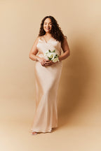 Light Gold Satin Twist Back Maxi Dress