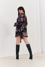 Floral Wrap Front Detail Skater Dress
