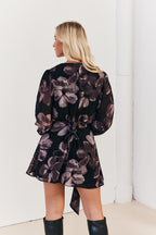 Floral Wrap Front Detail Skater Dress