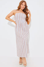 Striped Linen Look Midaxi Dress