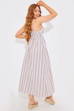 Striped Linen Look Midaxi Dress