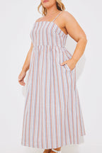 Striped Linen Look Midaxi Dress