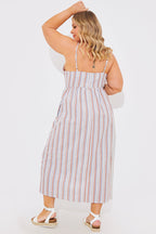 Striped Linen Look Midaxi Dress