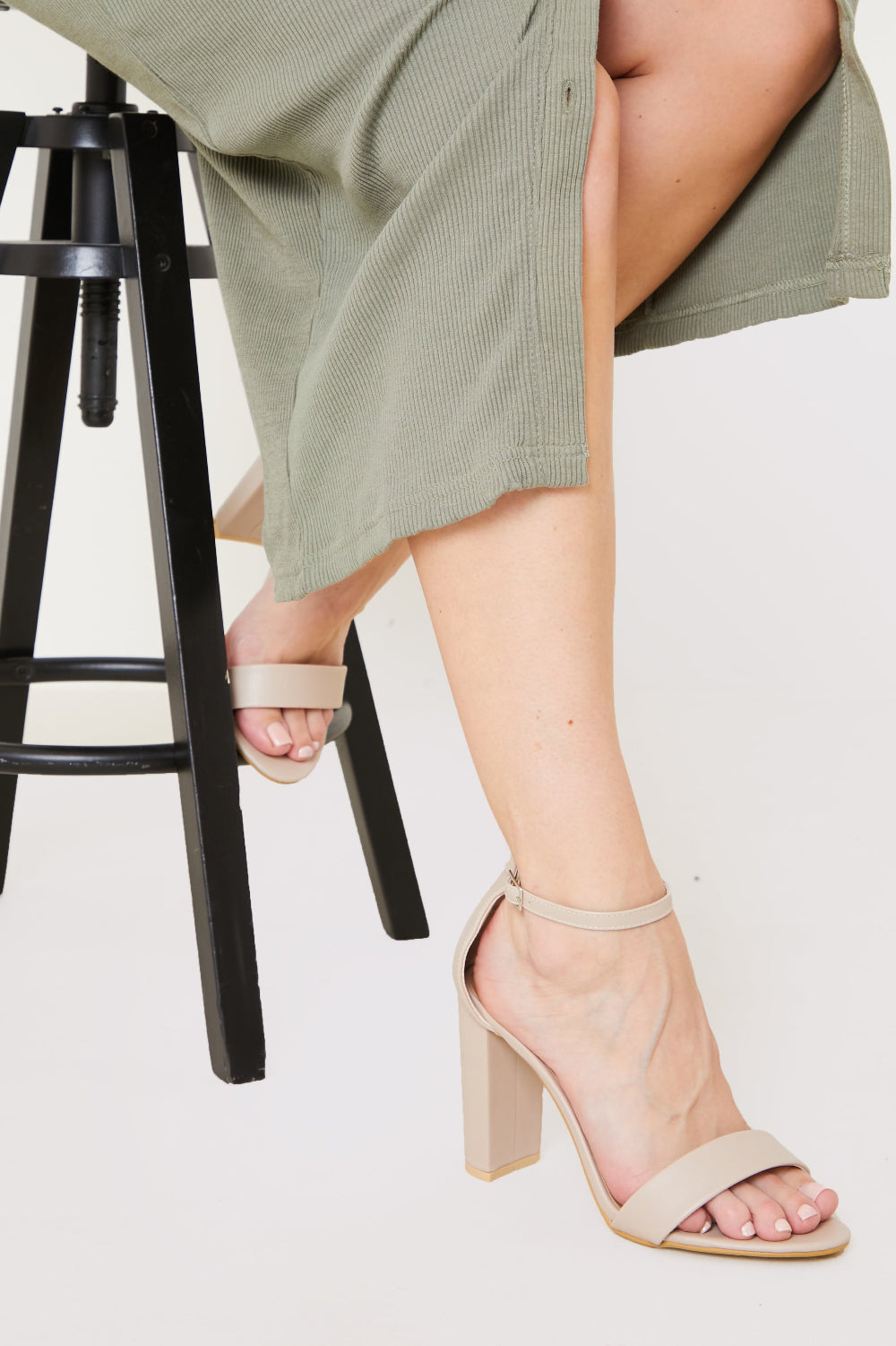 Leather Look Barely There Heels
