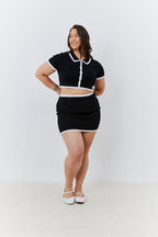 Contrast Piping Co Ord Knit Mini Skirt
