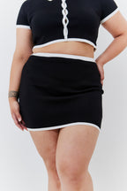 Contrast Piping Co Ord Knit Mini Skirt