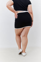 Contrast Piping Co Ord Knit Mini Skirt