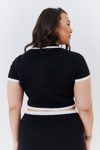 Contrast Piping Knit Co Ord Crop Top