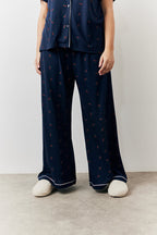 Navy Cherry Print Shirt and Trouser PJ Set