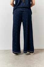 Navy Cherry Print Shirt and Trouser PJ Set