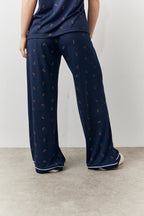 Navy Cherry Print Shirt and Trouser PJ Set