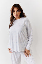 White Bow Print Long Sleeve Top and Trouser PJ Set