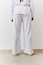 White Bow Print Long Sleeve Top and Trouser PJ Set