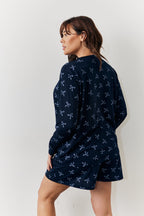 Bow Print Long Sleeve and Short PJ Set