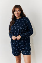Bow Print Long Sleeve and Short PJ Set