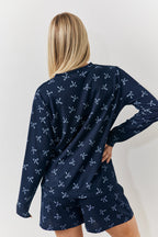 Bow Print Long Sleeve and Short PJ Set