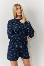 Bow Print Long Sleeve and Short PJ Set
