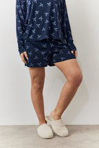 Bow Print Long Sleeve and Short PJ Set