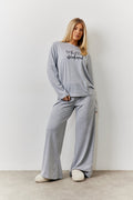 Long Sleeve Top and Trouser Slogan PJ Set