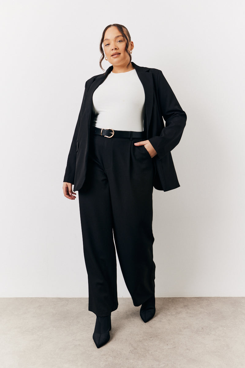 Black Relaxed Pocket Detail Blazer