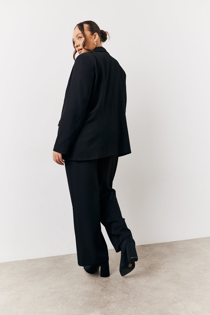 Black Relaxed Pocket Detail Blazer