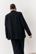 Black Relaxed Pocket Detail Blazer