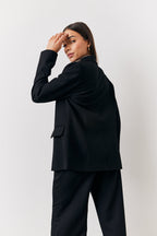 Black Relaxed Pocket Detail Blazer