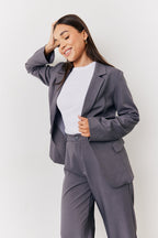 Charcoal Relaxed Pocket Detail Blazer