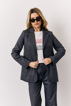Grey Pinstripe Tailored Blazer