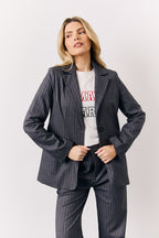 Grey Pinstripe Tailored Blazer