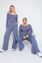 Long Sleeved Ribbed Square Neck Bodysuit