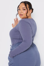 Long Sleeved Ribbed Square Neck Bodysuit