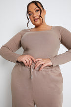 Long Sleeved Ribbed Square Neck Bodysuit