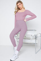 Long Sleeved Ribbed Square Neck Bodysuit