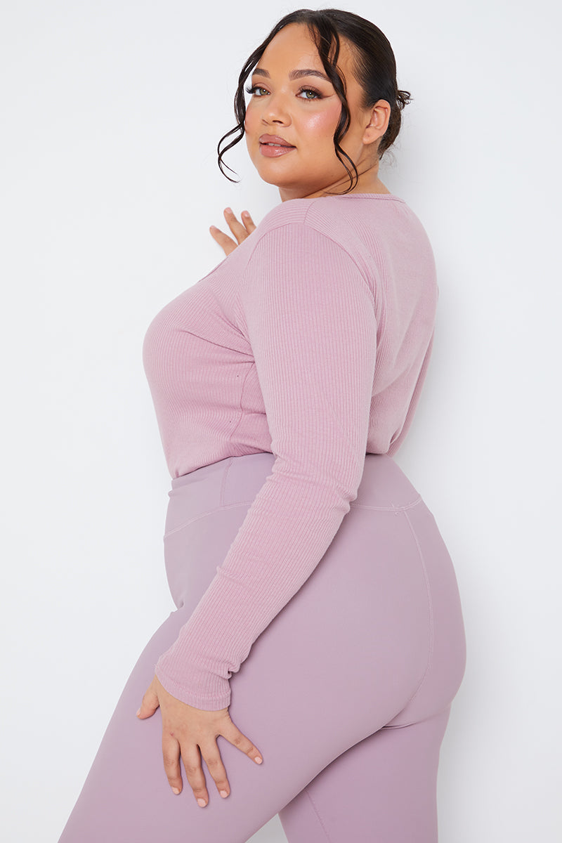 Long Sleeved Ribbed Square Neck Bodysuit
