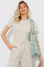 Ribbed Crew Neck Short Sleeve Bodysuit