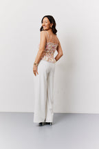 Pink Floral Print Shirred Cami Top