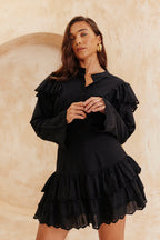 Frill Crochet Detail Co Ord Blouse