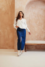 V Neck Crochet Insert Blouse