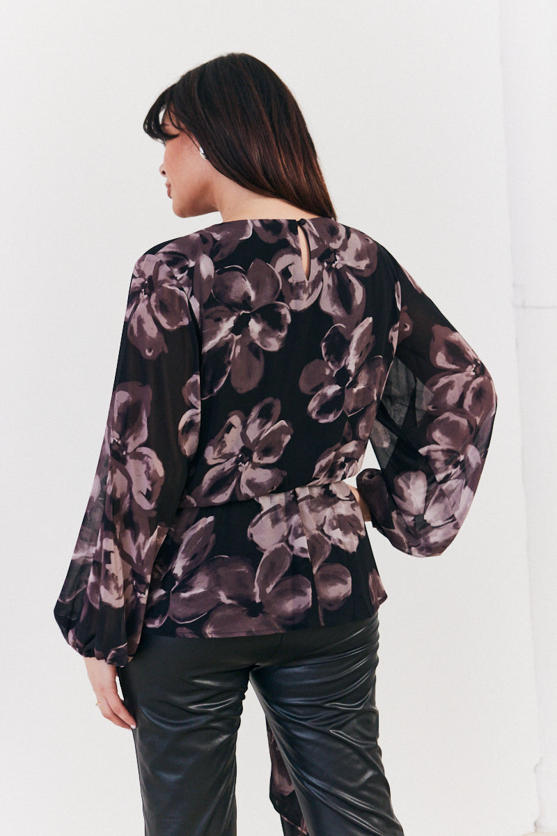 Floral Tie Waist Blouse