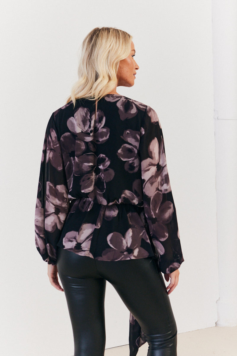 Floral Tie Waist Blouse